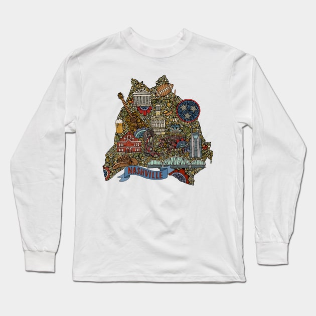 Nashville, TN Long Sleeve T-Shirt by Valentina Harper